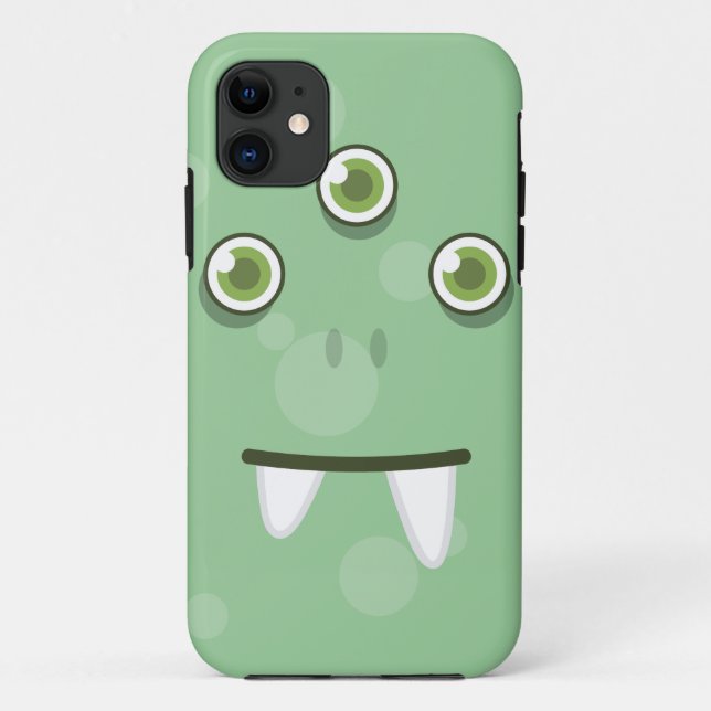 Green Monster Face iPhone Case (Back)
