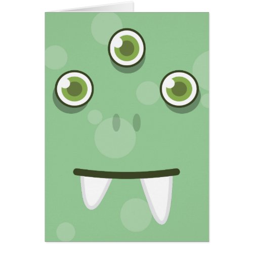 Green Monster Face Note Card