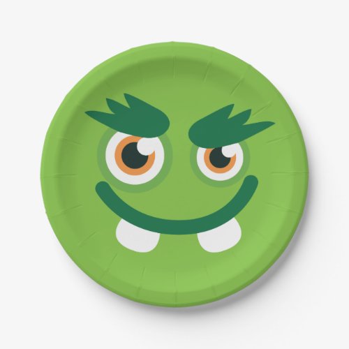 Green Monster Face Paper Plates