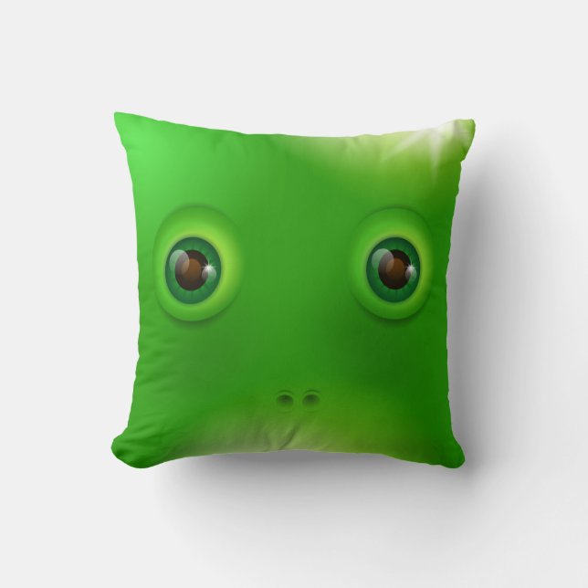 Green Monster face Throw Pillow (Front)