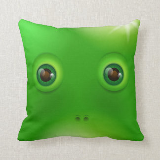 Green Monster face Throw Pillow