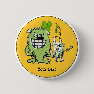 Green Monster Goat Shamrock Cartoon Buttons Pins