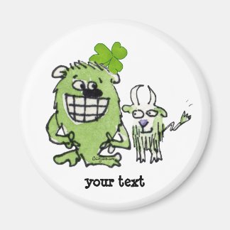 Green Monster Goat Shamrock Cartoon Magnet