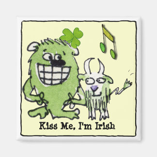 Green Monster Goat Shamrock Cartoon Magnets