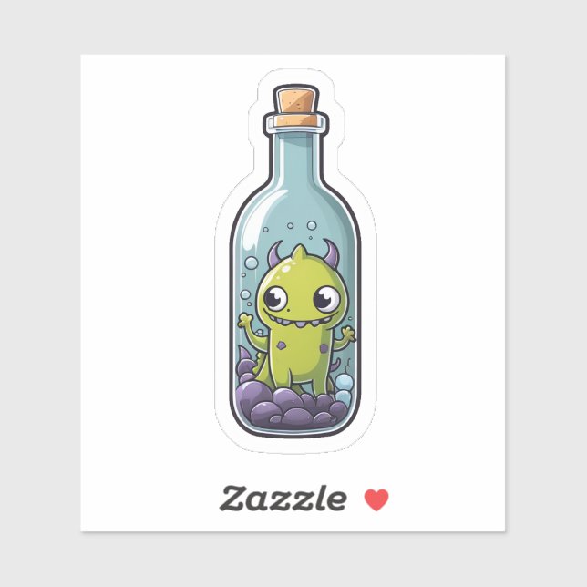 Green Monster in a Bottle  Sticker (Sheet)