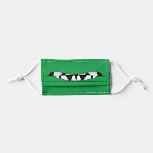 Green Monster Mouth Kids' Cloth Face Mask (Front, Folded)