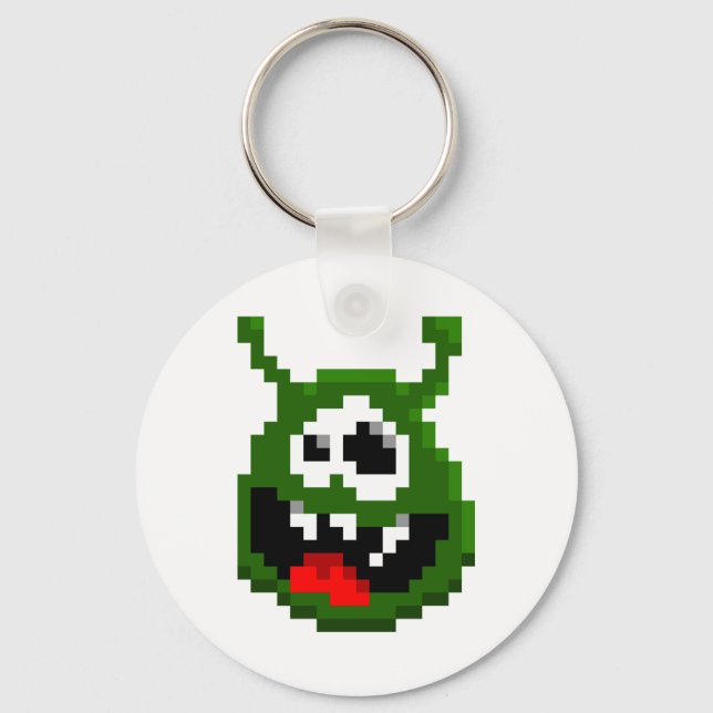 Green Monster - Pixel Art Keychain (Front)