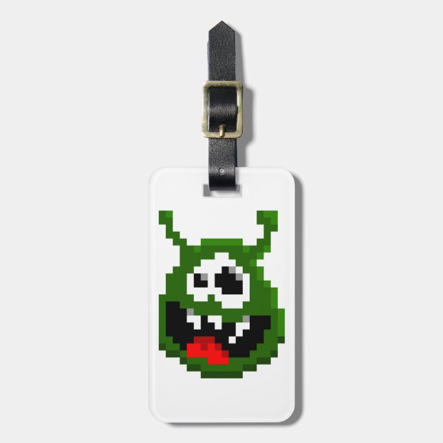 Green Monster - Pixel Art Luggage Tag (Front Vertical)