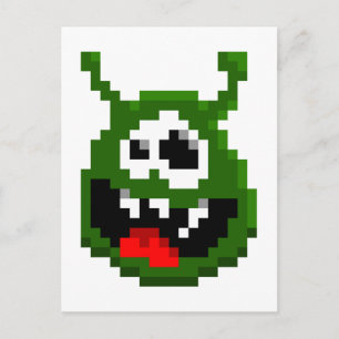 Green Monster - Pixel Art Postcard