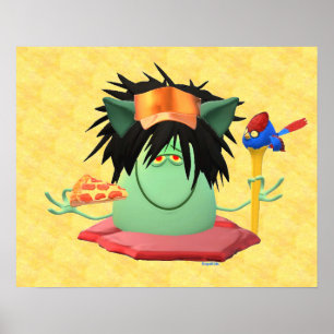 Green Monster Pizza Character Animated  Poster