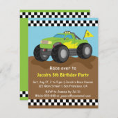 Green Monster Truck Birthday Party Invitation (Front/Back)