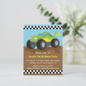 Green Monster Truck Birthday Party Invitation (Standing Front)