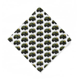 Green monster truck cartoon illustration bandana