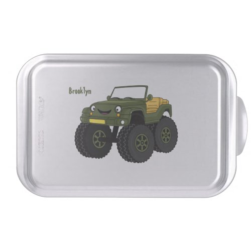 Green monster truck cartoon illustration cake pan