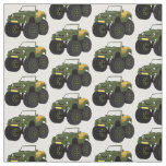 Green monster truck cartoon illustration fabric