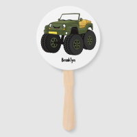 Green monster truck cartoon illustration 