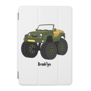 Green monster truck cartoon illustration iPad mini cover