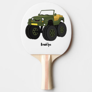 Green monster truck cartoon illustration ping pong paddle