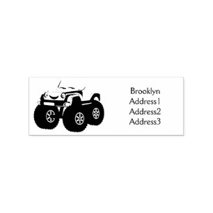 Green monster truck cartoon illustration rubber stamp