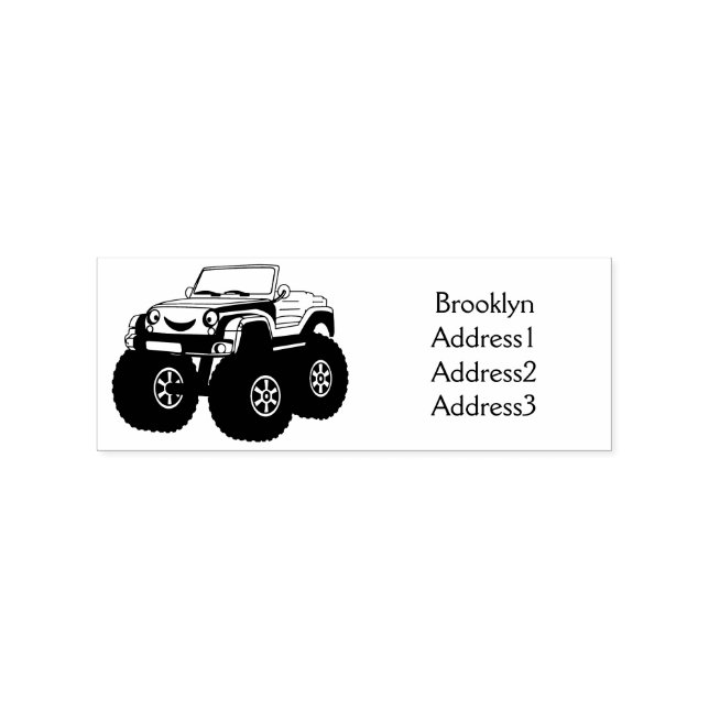 Green monster truck cartoon illustration rubber stamp (Imprint)
