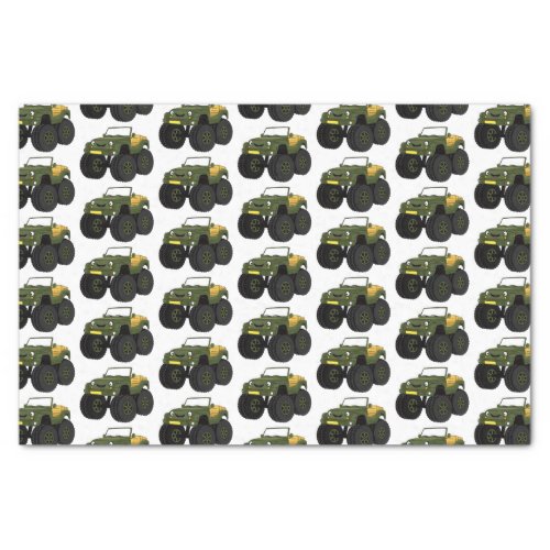 Green monster truck cartoon illustration  tissue paper