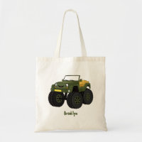 Green monster truck cartoon illustration