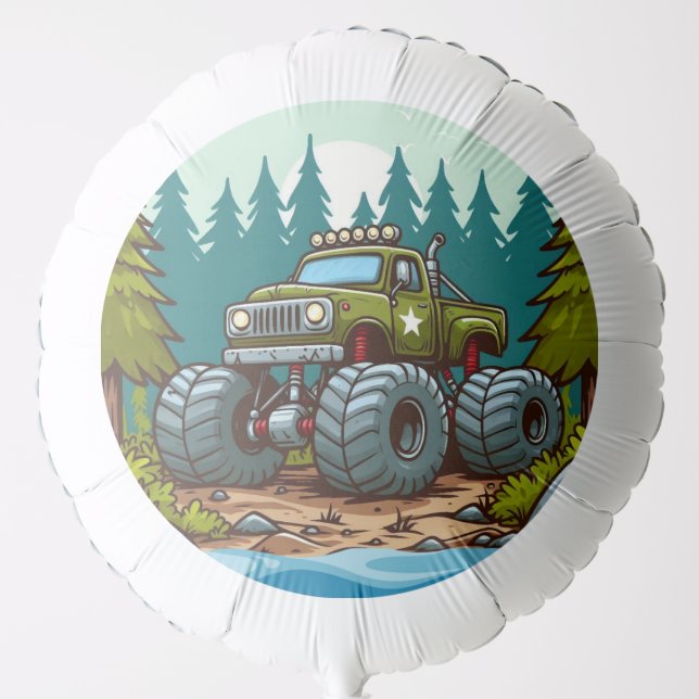 Green Monster Truck in the forest Balloon (Front)