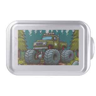 Green Monster Truck in the forest Cake Pan