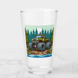 Green Monster Truck in the forest Glass