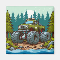 Green Monster Truck in the forest