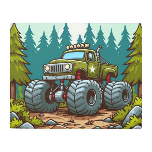Green Monster Truck in the forest Metal Print