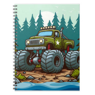 Green Monster Truck in the forest Notebook