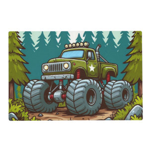 Green Monster Truck in the forest Placemat