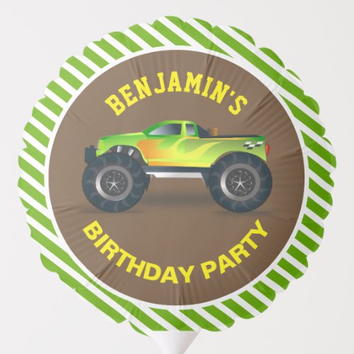 Green Monster Truck Kids Birthday Party Balloon
