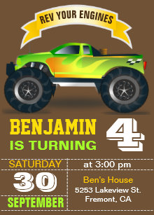 monster truck birthday invitations zazzle