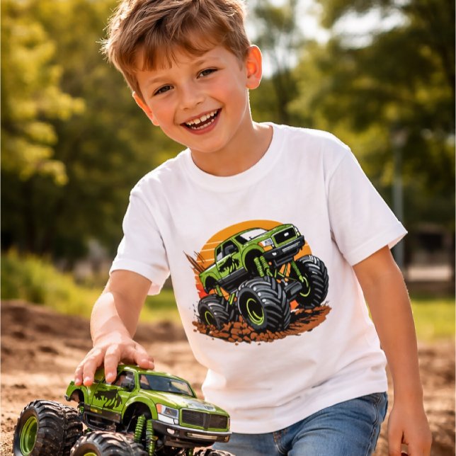 Green Monster Truck Off-Road Racing Illustration T-Shirt (Creator Uploaded)