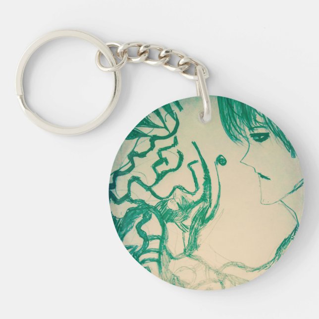 green monster yaei manga anime ghost cartoon  keychain (Front)