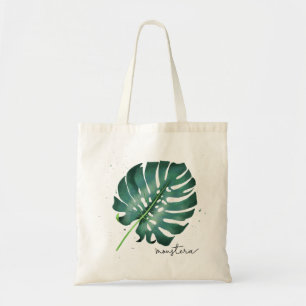 Green Monstera Leaf Botanical Tote Bag