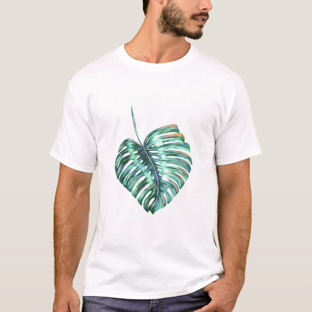 Green monstera leaf palm tropical T-Shirt (Front)