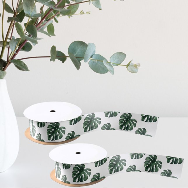 Green Monstera Leaf wedding Ribbon (Creator Uploaded)