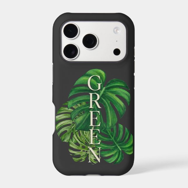 Green Monstera Leaves Iphone Case (Back)