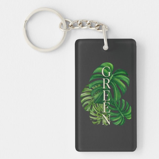 Green Monstera Leaves Keychain (Front)