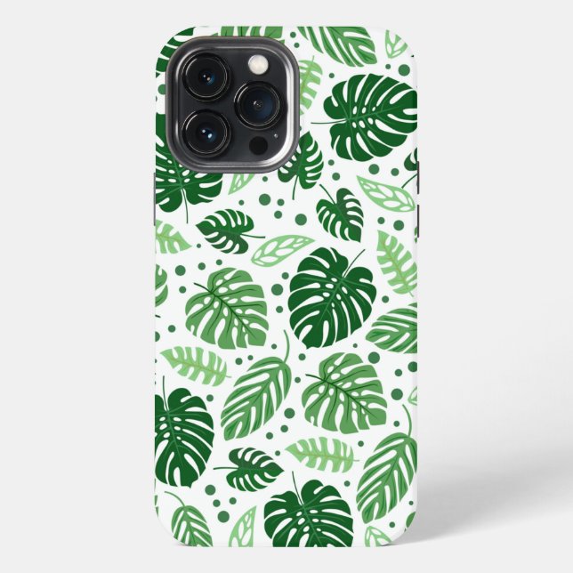 Green Monstera Pattern Iphone Case (Back)