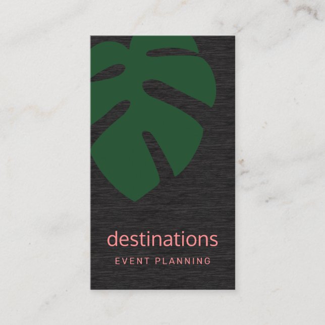 Green Monstera Tropical Leaf Event Planning Business Card (Front)