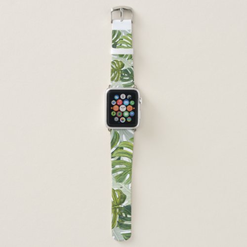 Green Monstera Tropical Watercolor Apple Watch Band