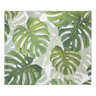 Green Monstera Tropical Watercolor Duvet Cover