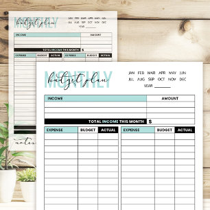 Green Monthly Budget Plan of Income and Expenses Notepad