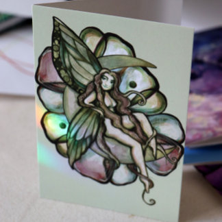Green Moon Fairy Flower MoonChild Fairies          Card