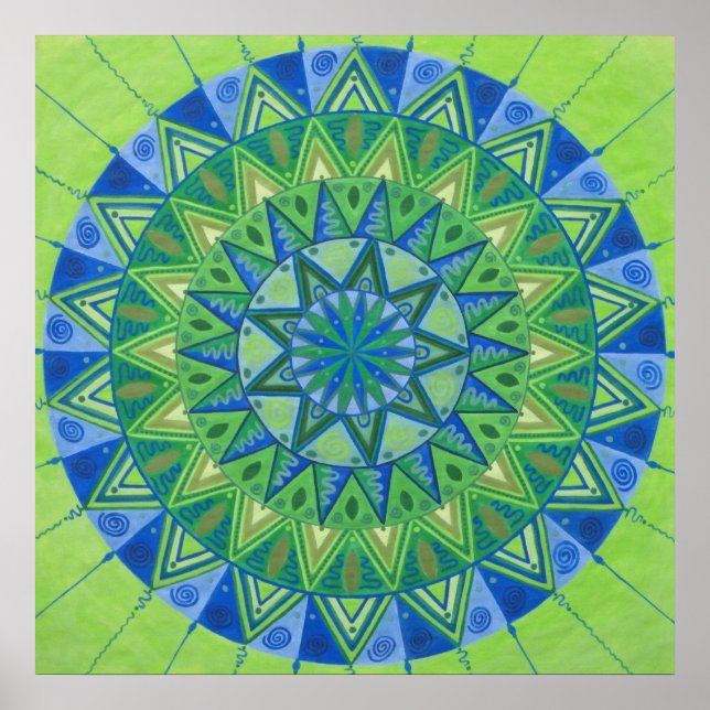 Green moon Mandala Poster (Front)