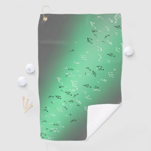 Green Moon Musical Notes Golf Towel